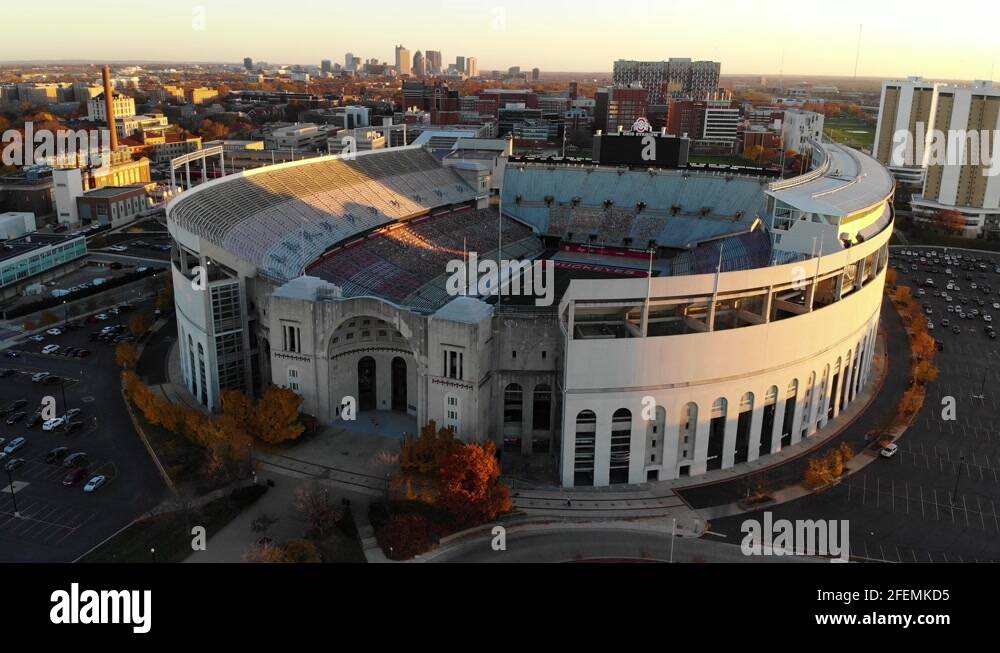 Ohio Stadium - Aerial drone - Columbus Ohio, the Ohio State University ...