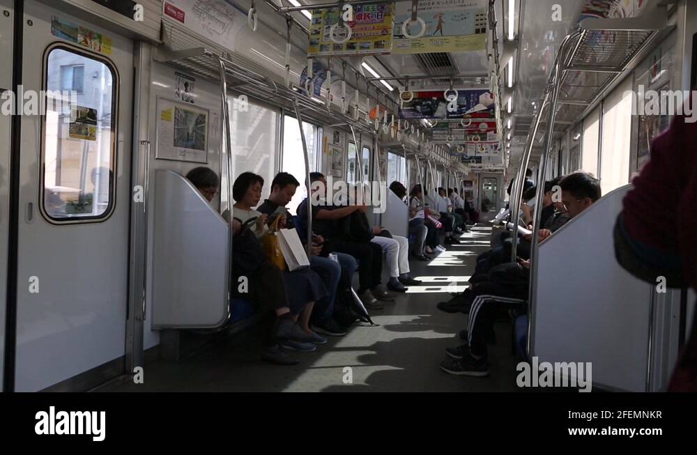 Tokyo Metro Full Underground Metro Train During Rush Hour In Tokyo Stock Video Footage Alamy