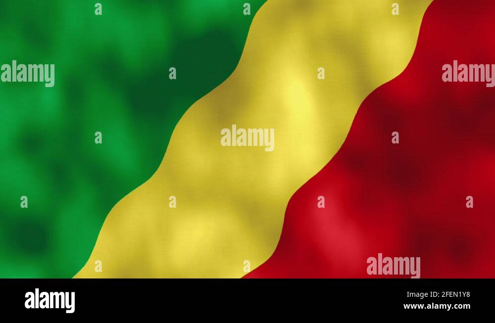 Republic of the Congo flag waving in wind. Realistic animation with ...
