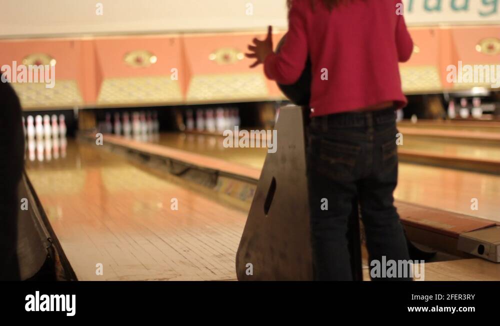 Little girl bowling with ramp Stock Video Footage Alamy