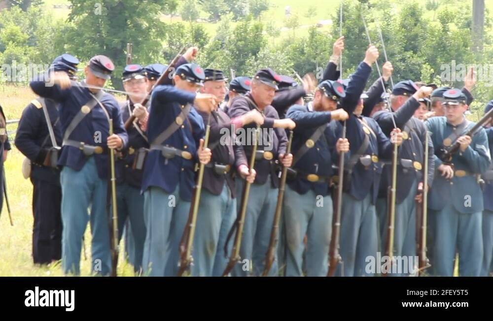 American Civil War Union Soldiers Firing by Rank at Gettysburg Stock ...