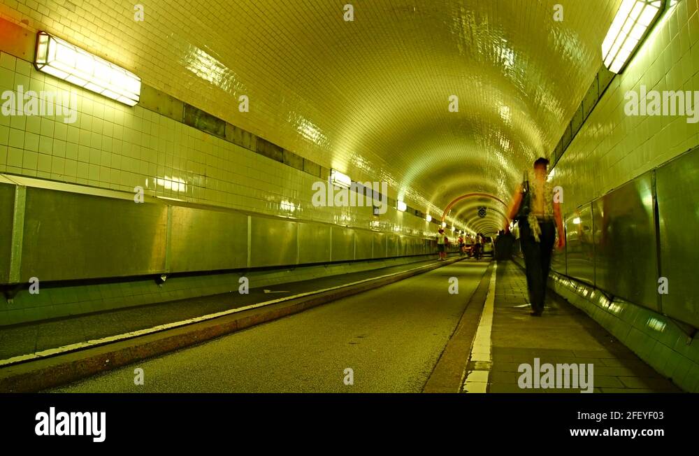Old Elbe Tunnel or St. Pauli Elbe Tunnel, time lapse Stock Video ...