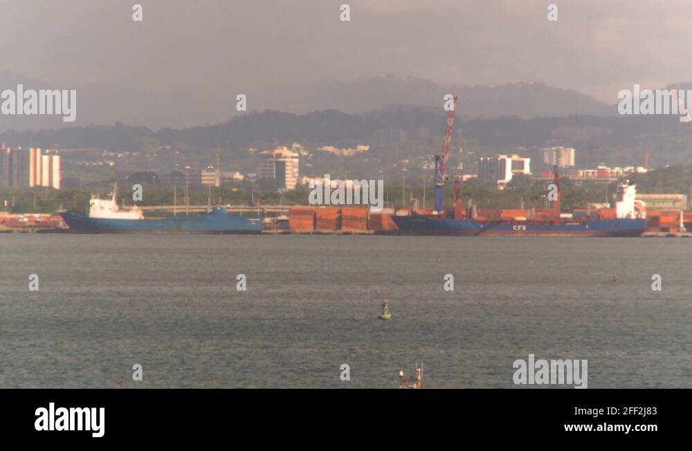 San Juan harbor & industrial shipyard Puerto Rico Stock Video Footage Alamy