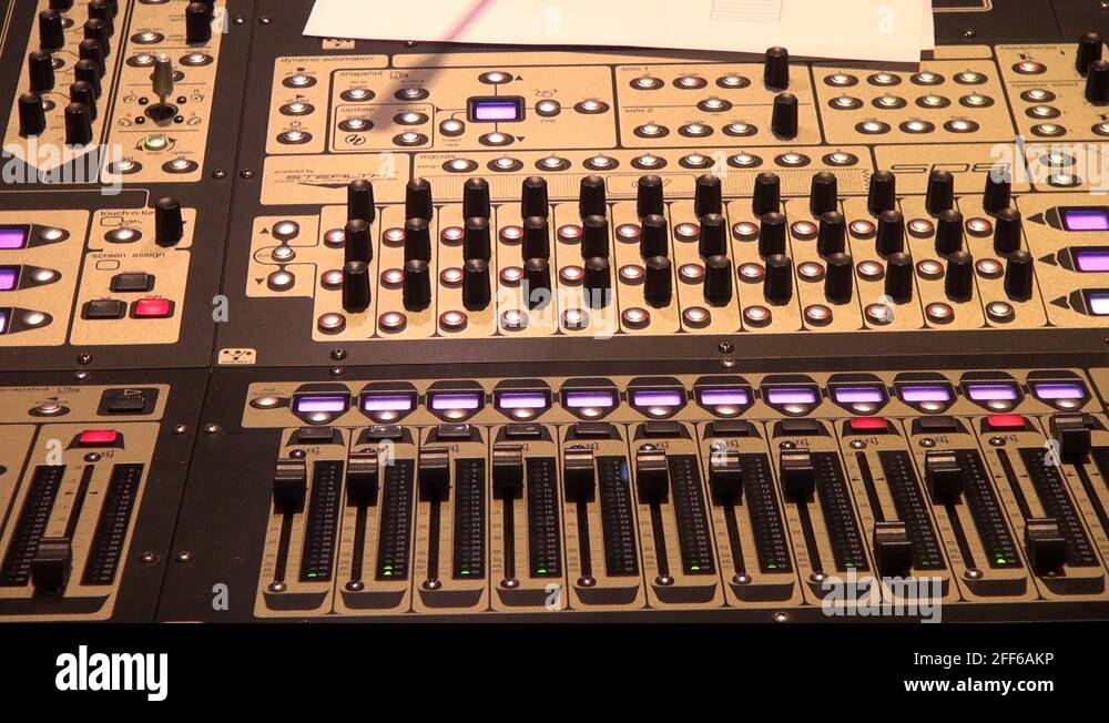 Sound console in use, digital audio mixer in recording studio Stock Video Footage Alamy