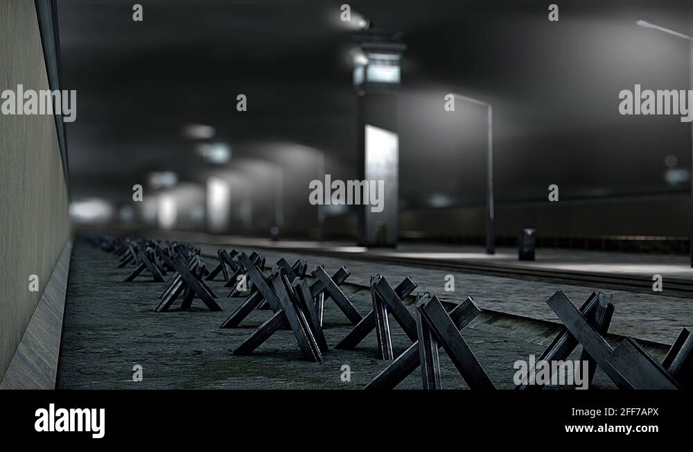 4K Berlin Wall Towers and Tank Barriers DOF 1 h264 Stock Video Footage