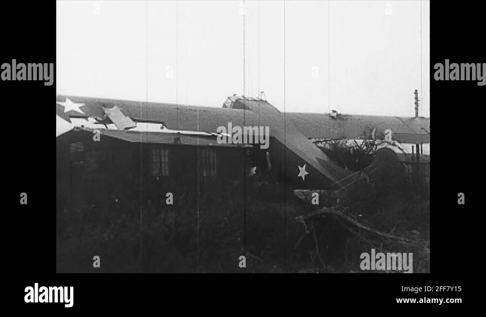 WW2 US Air Force Aircrafts 05 Crashed Gliders Stock Video Footage