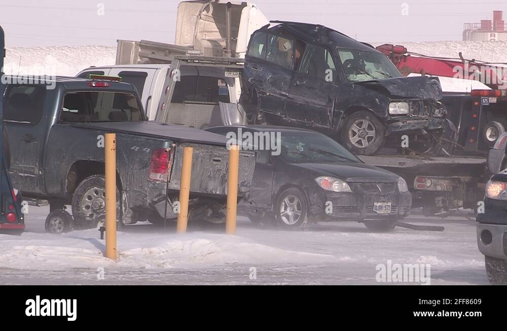 Massive car crash in blizzard on highway Stock Video Footage - Alamy
