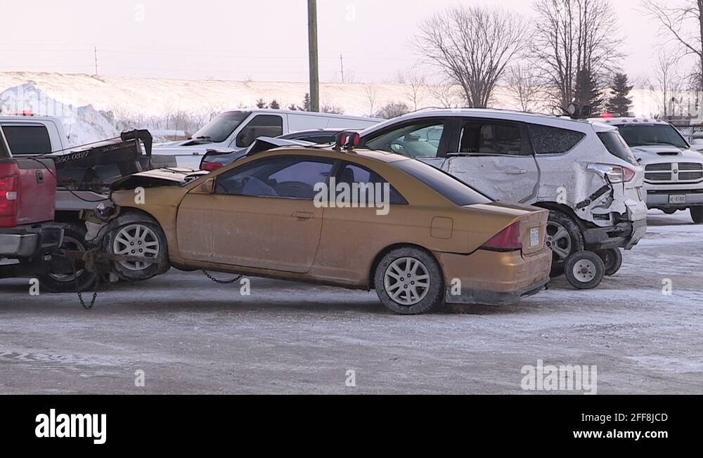 Massive car crash in blizzard on highway Stock Video Footage - Alamy