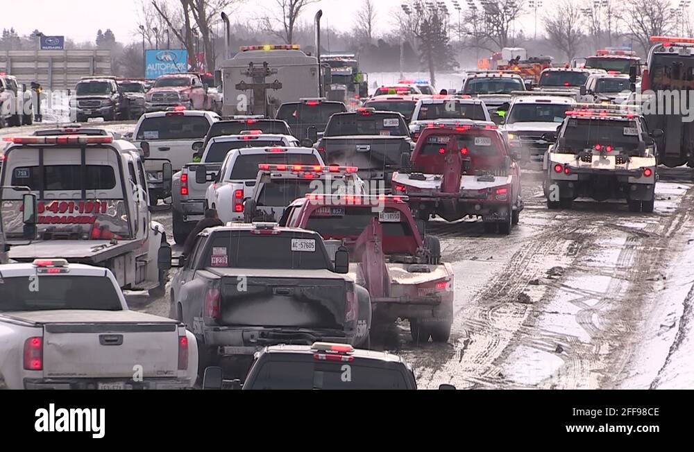 Massive car crash in blizzard on highway Stock Video Footage - Alamy