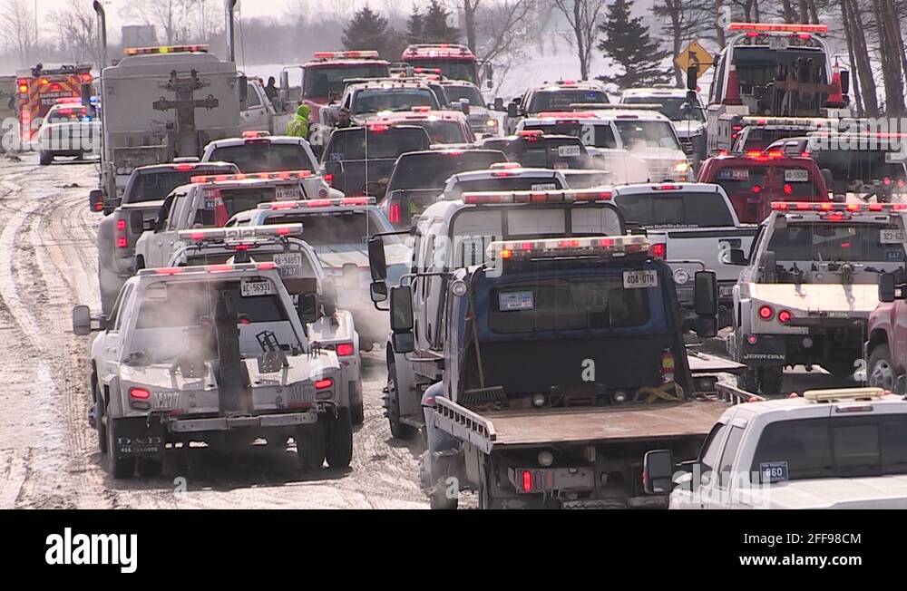 Massive car crash in blizzard on highway Stock Video Footage - Alamy