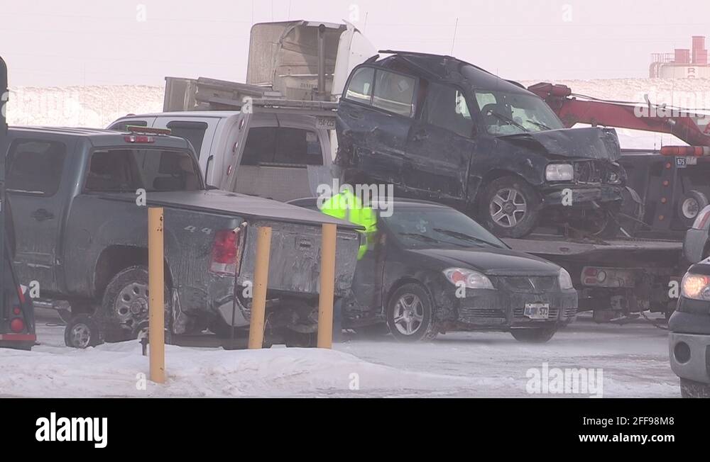 Massive car crash in blizzard on highway Stock Video Footage - Alamy
