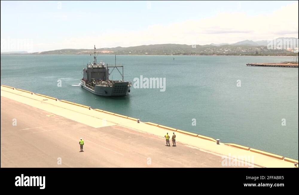 USNavy Transportation Ship Puerto Rico Heading for Port 01 Stock
