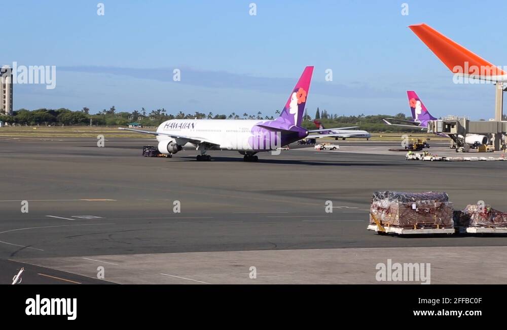 hawaiin airplanes at the airport Stock Video Footage - Alamy