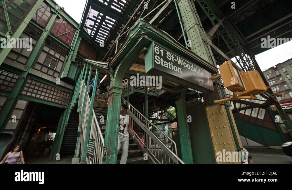Woodside Elevated MTA subway station in Queens, New York, USA Stock
