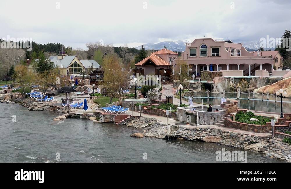 Pagosa Springs mineral pools resort destination 4K 253 Stock Video