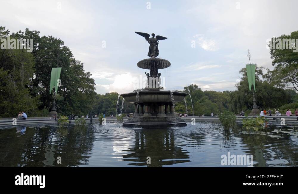 Bethesda Statue Central Park Angel Sculpture Wings Pond NYC 4K New York