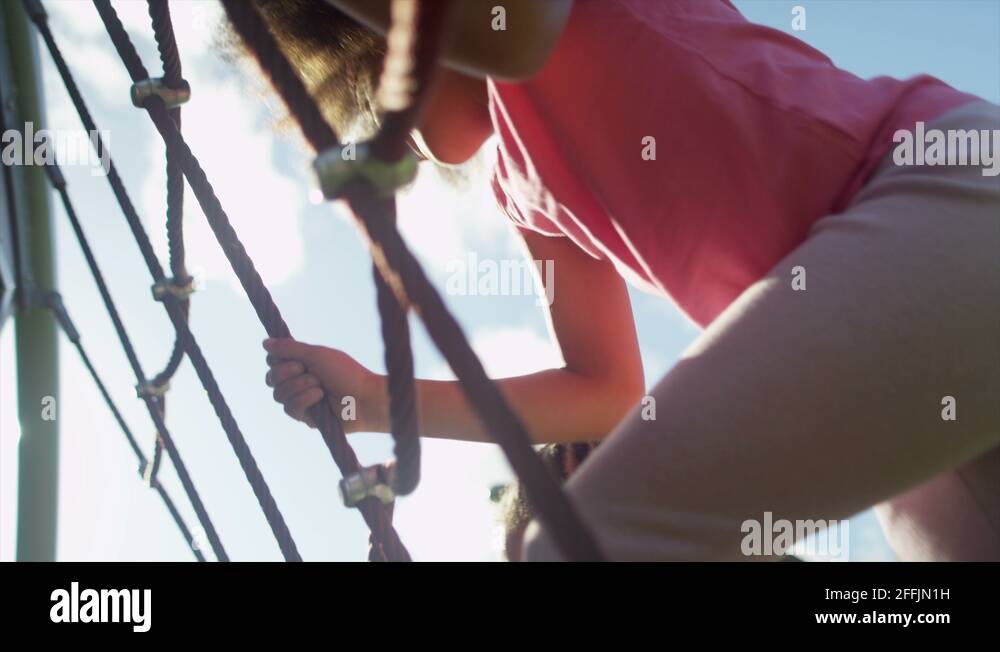 Girls play on rope climbing Stock Videos & Footage HD and 4K Video