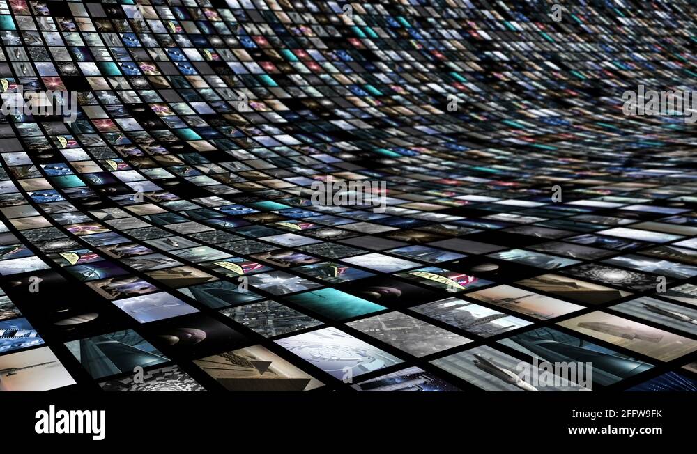 Animated video wall, semicircular. Loopable 4K Stock Video Footage Alamy