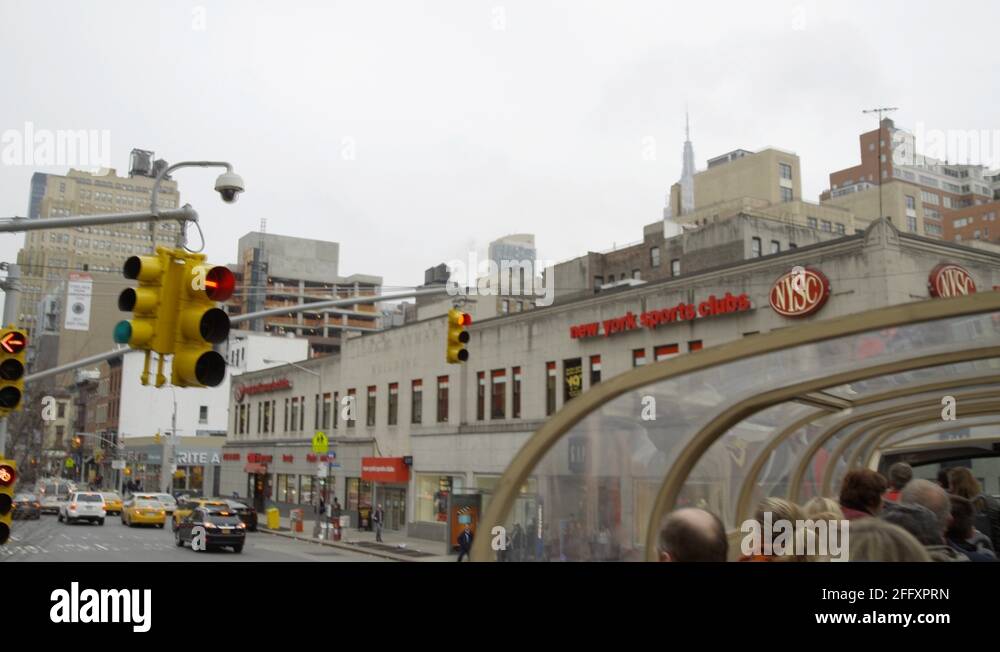 New York Sports Club gym and Empire State Building tour bus NYC 4K