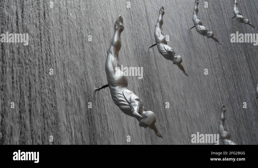 dubai mall famous waterfall sculpture 4k uae Stock Video Footage Alamy