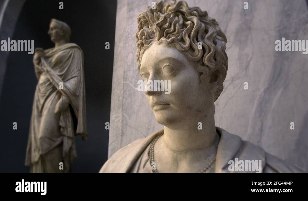 Profile of female bust with statue in background Stock Video Footage ...