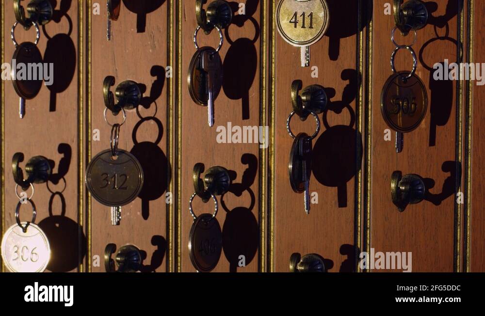 Vintage hotel front desk key rack Stock Videos & Footage HD and 4K