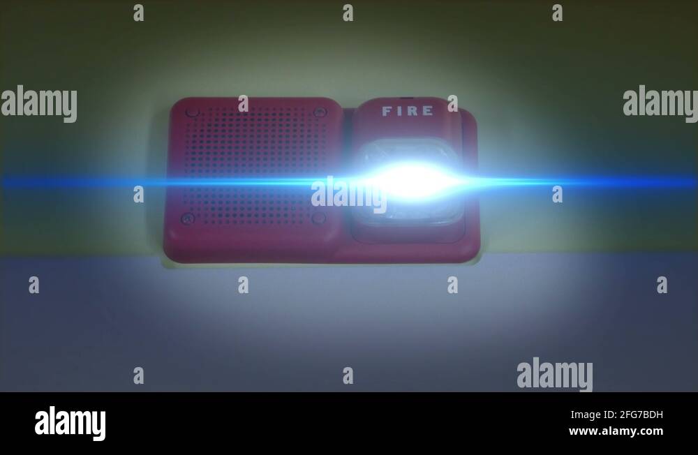 Fire Alarm Ringing with Blue Flashing Light, 4K Stock Video Footage Alamy