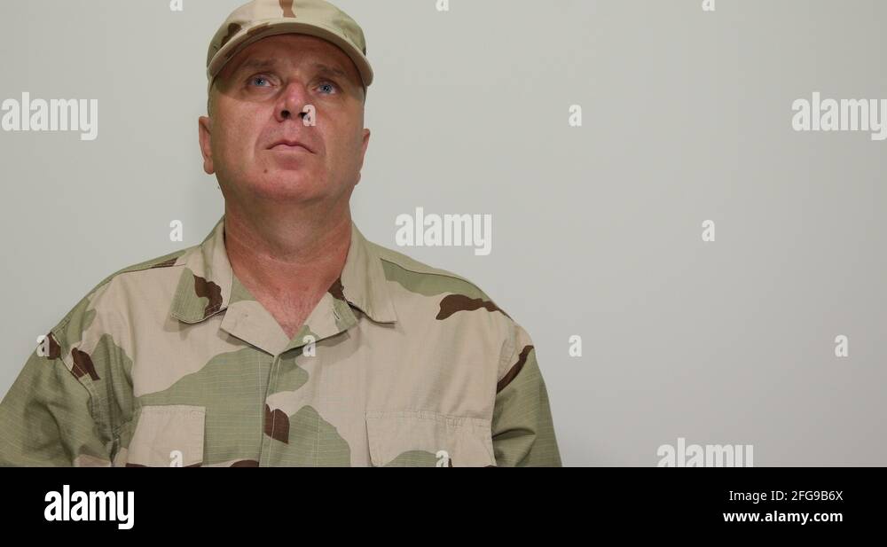 US Soldier Stood Upright Attention Vertical Look Right Honored Position Copyspac Stock Video US Soldier Stood Upright Attention Vertical Look Right Honored Position Copyspac Stock Video