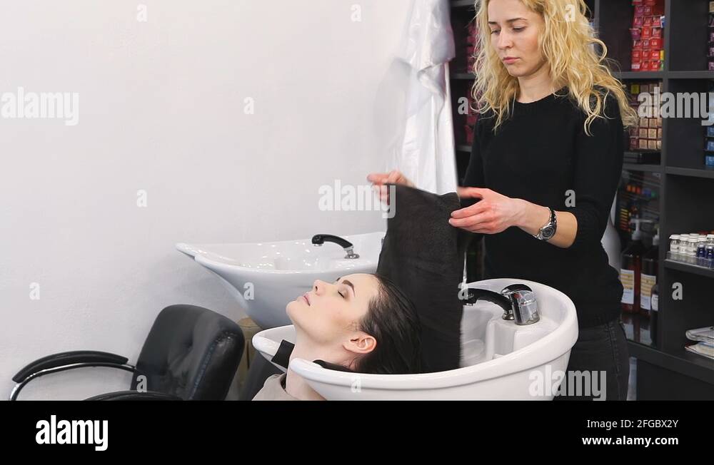 Women drying her hair with towel Stock Videos & Footage HD and 4K