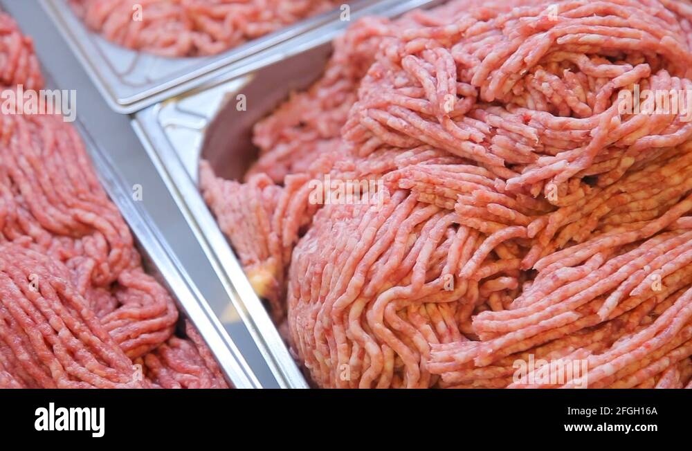 ground minced meat in a supermarket Stock Video Footage Alamy