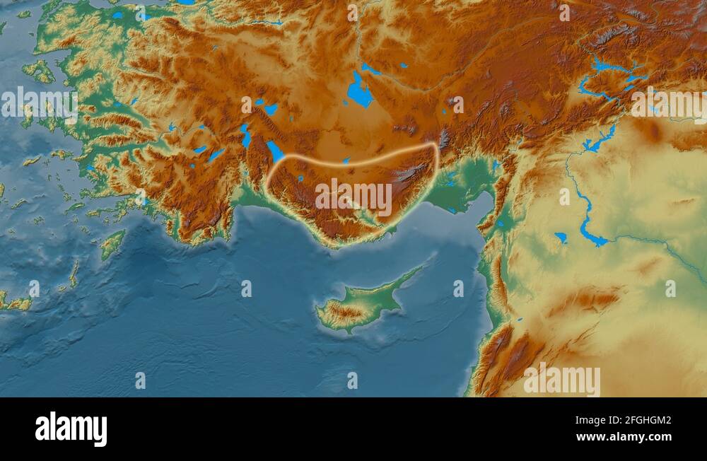 Zoom Into Taurus Mountain Range Glowed Relief Map Stock Video Zoom Into Taurus Mountain Range Glowed Relief Map 2fghgm2