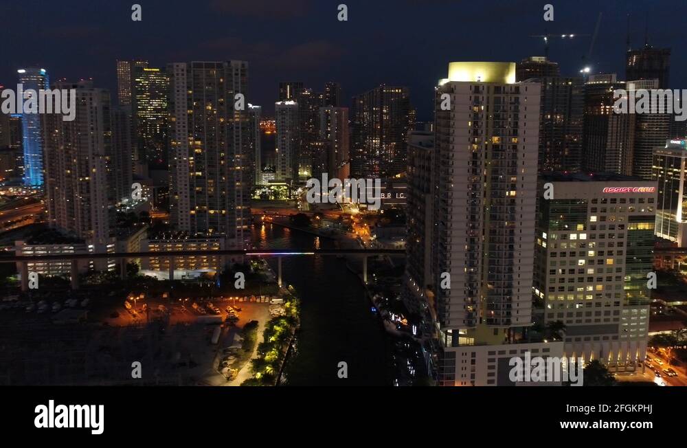 Brickell Miami at night Stock Video Footage - Alamy