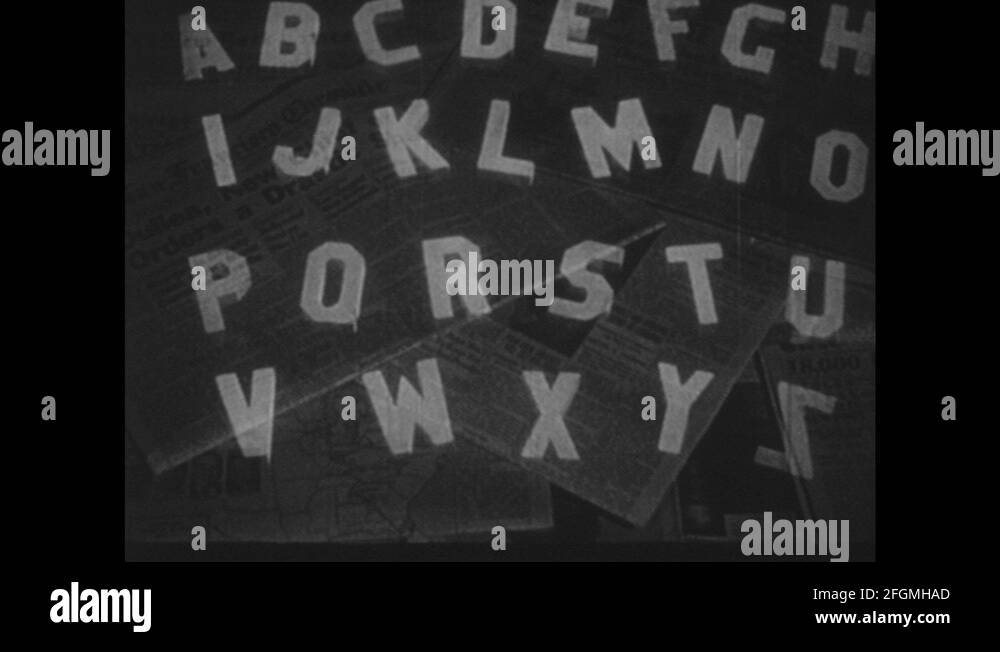 UNITED STATES 1930s alphabet letters and newspapers. Words and