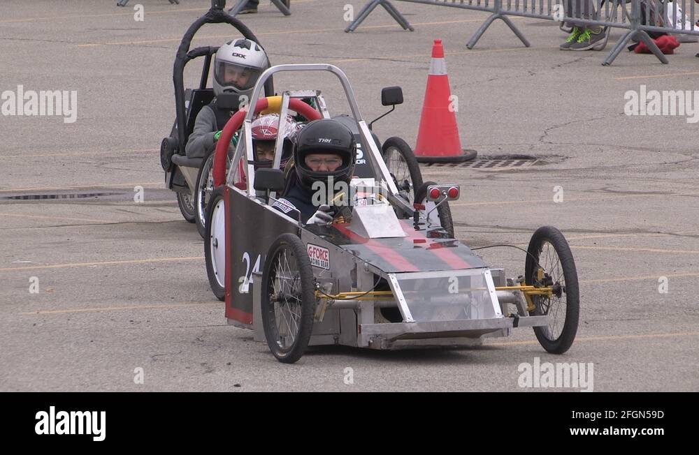 Students race electric cars on college campus in battery powered