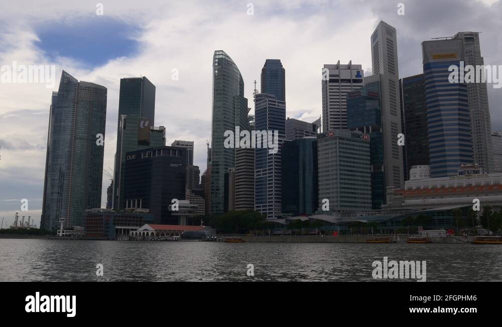 singapore duck boat ride marina bay hotel museum day time panorama 4k
