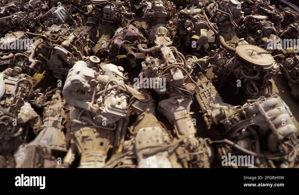 Salvaged Engines and Mechanical Parts for Sale at Scrap Yard Stock