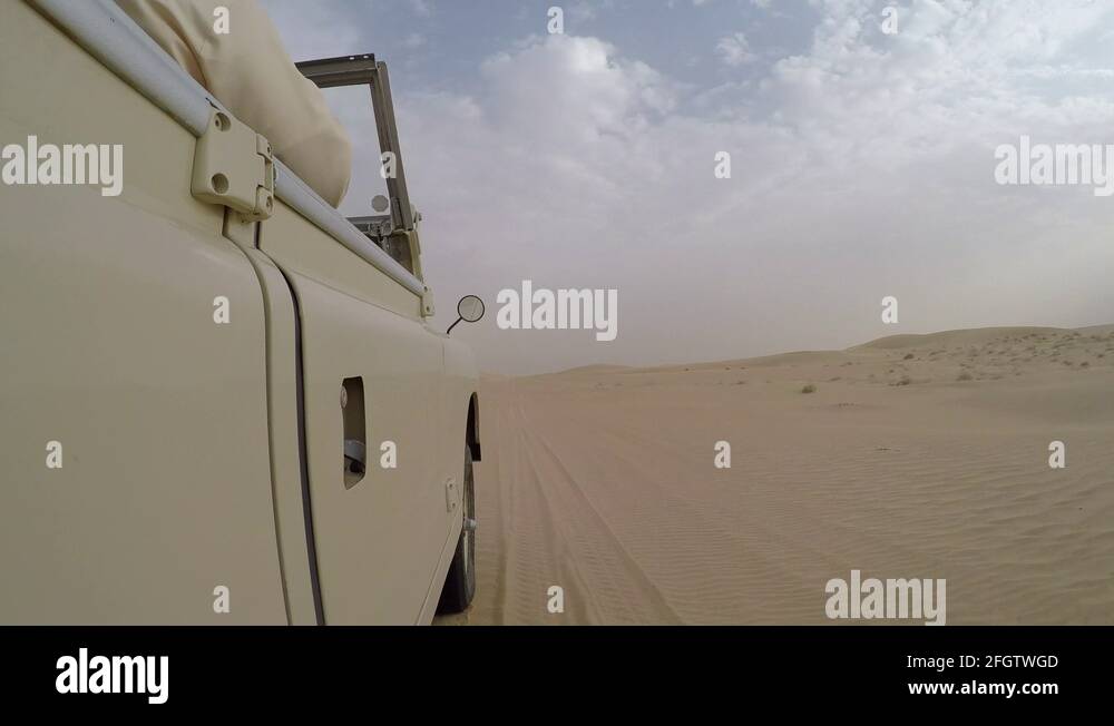 On board a Land Rover in the Dubai Desert, Dubai, United Arab Emirates ...