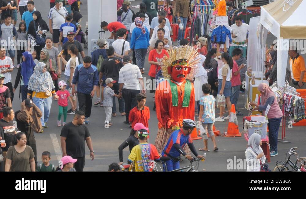 OndelOndel puppet in carfree street on sunday in Jakarta Java