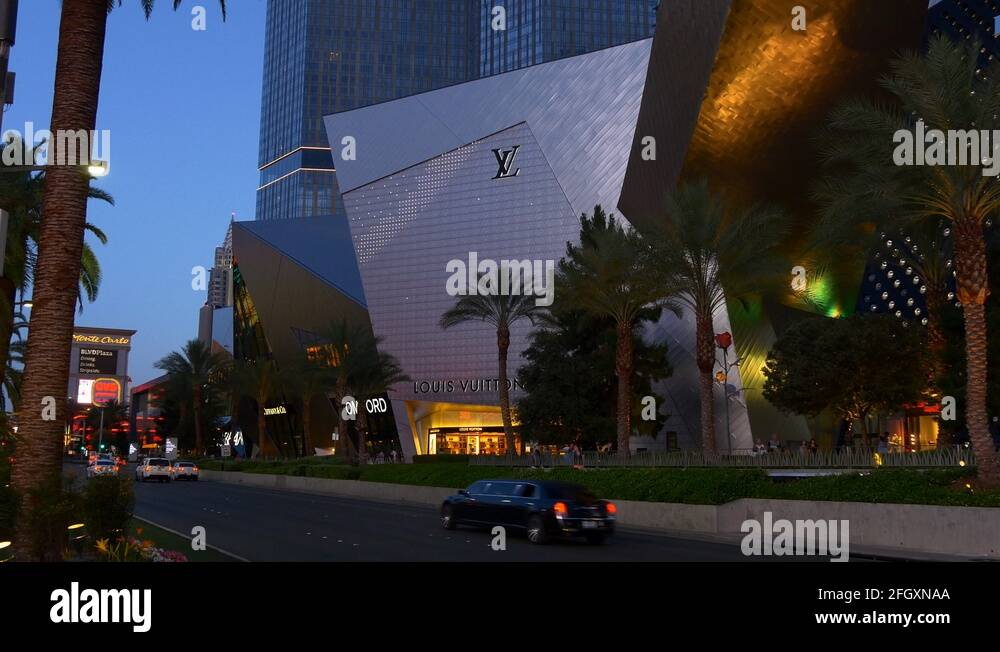 las vegas city famous strip street stores night illumination panorama