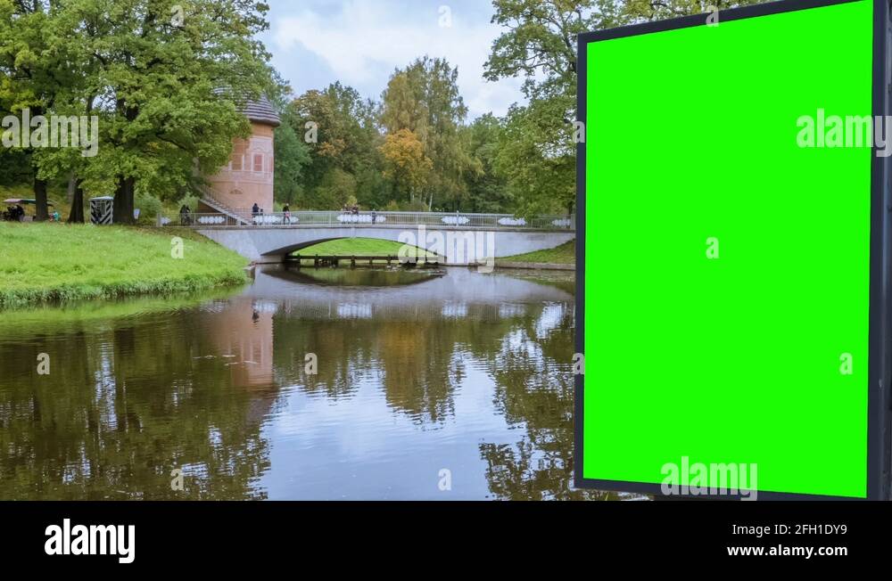 Billboard green screen in the park Stock Video Footage - Alamy