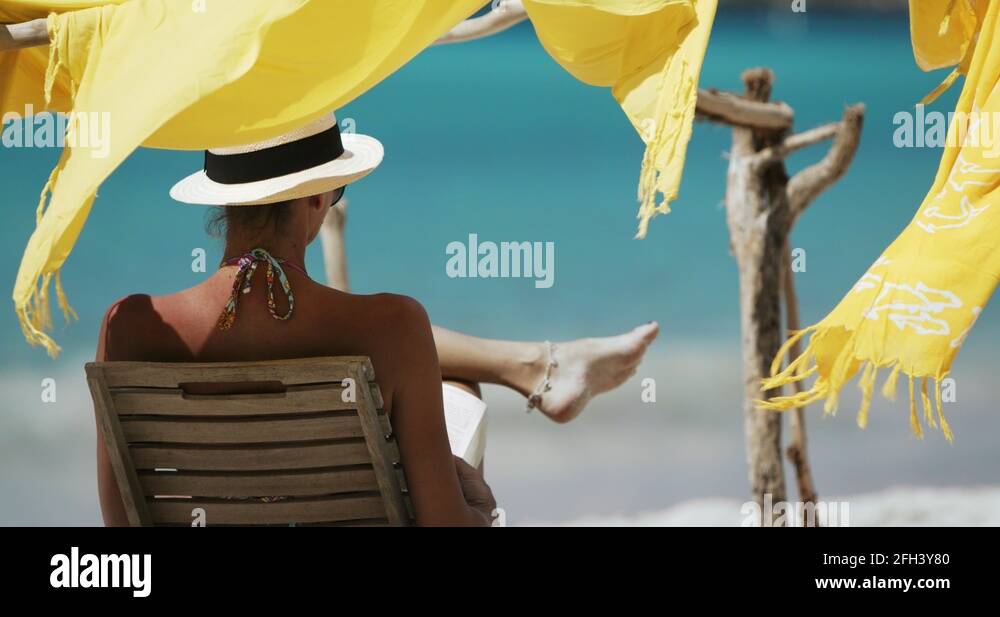 Woman reading beach chair Stock Videos & Footage HD and 4K Video