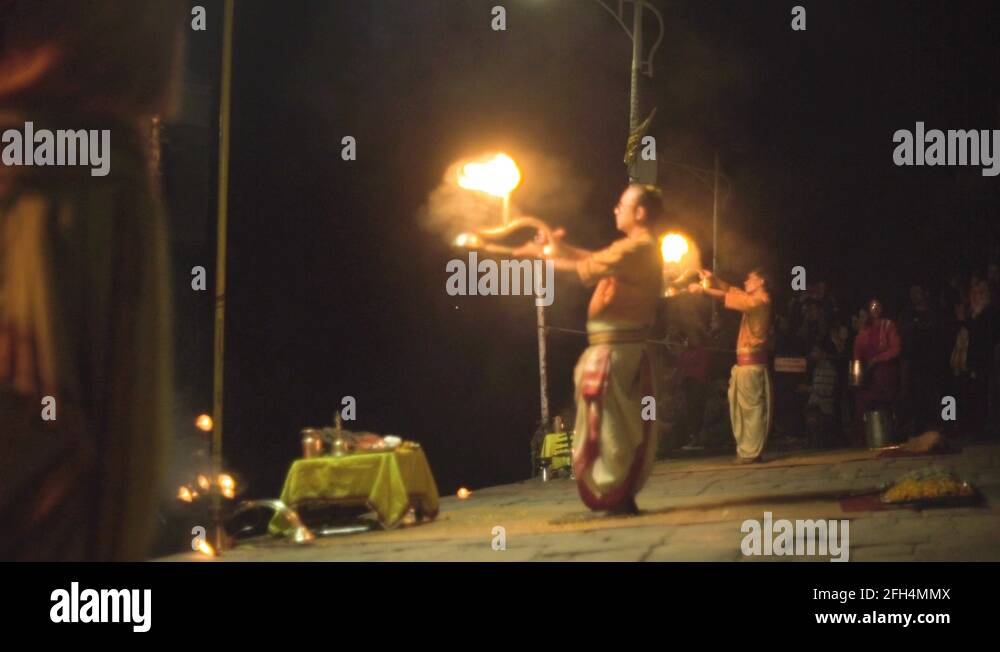 Aarati Hindu fire ritual at at night at Pashupatinath Temple in ...