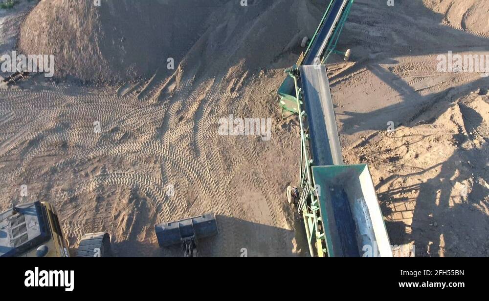 Construction Machinery with Sand Belt Mini Conveyer Drone Aerial Top