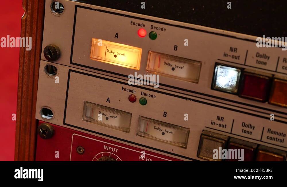 Sound mixing equalizer with VU meter in recording studio Stock Video