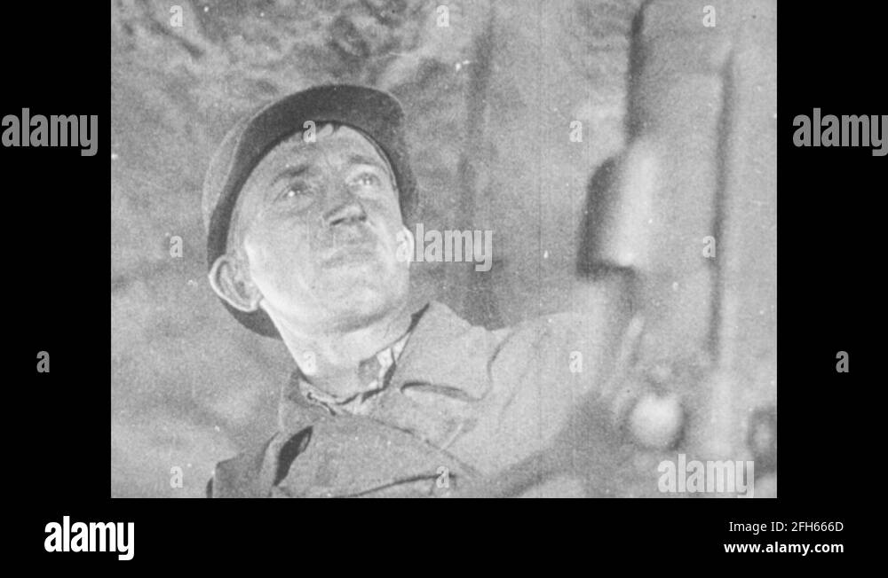 1940s: Miner operates drill in mine shaft. Female miners strike walls ...