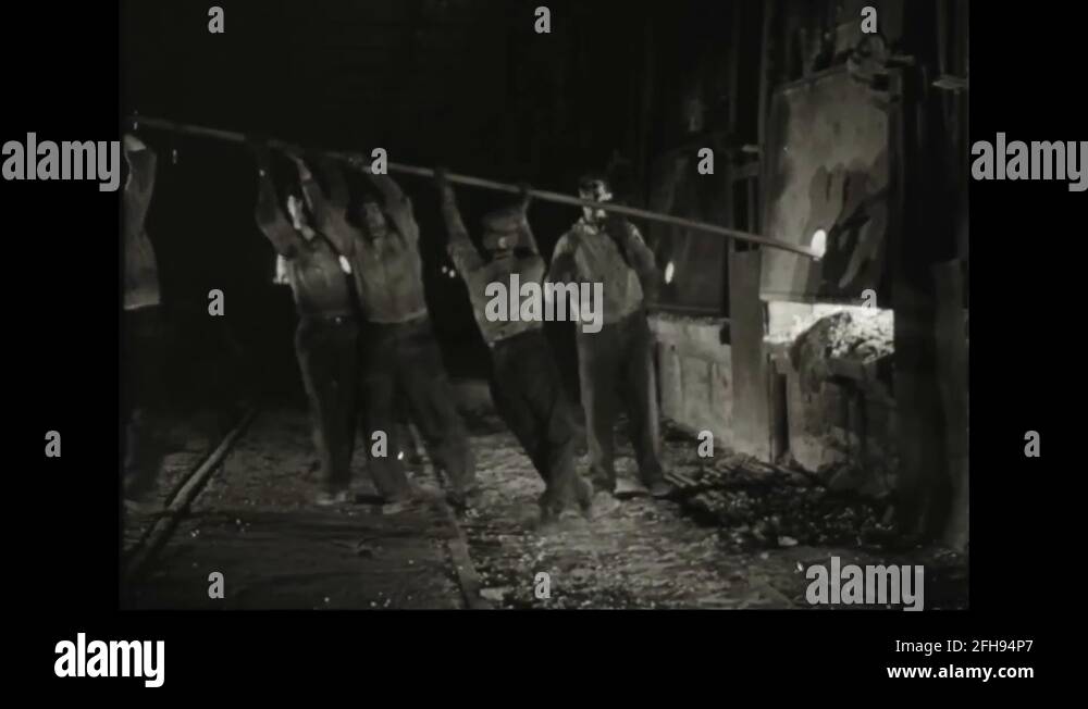 Iron being melted in steel industry 1944 Stock Video Footage Alamy
