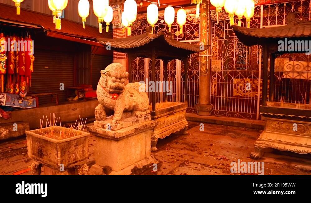 Chinese Temple. Colourful festoons, New Year Stock Video Footage Alamy
