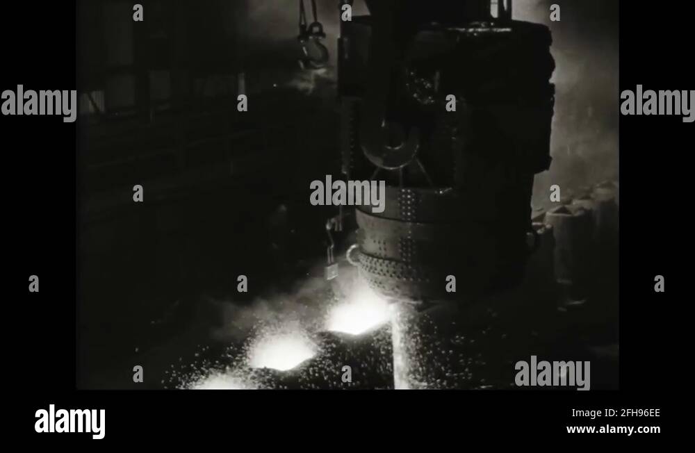Iron being melted in steel industry 1944 Stock Video Footage Alamy