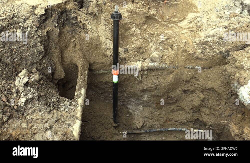 Installed water connection to house with a water armature soft wedge gate valve Stock Video