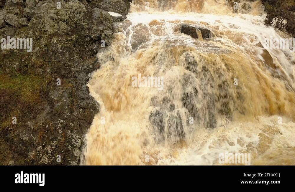 Closer look of the brown color water flowing down Stock Video Footage ...